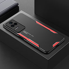 Custodia Lusso Alluminio e Silicone Laterale Cover per Xiaomi Poco F4 5G Rosso