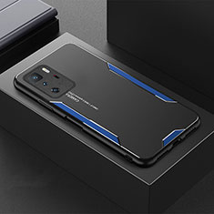 Custodia Lusso Alluminio e Silicone Laterale Cover per Xiaomi Poco X3 GT 5G Blu