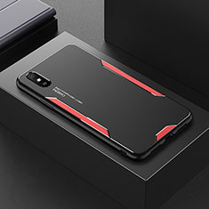 Custodia Lusso Alluminio e Silicone Laterale Cover per Xiaomi Redmi 9A Rosso