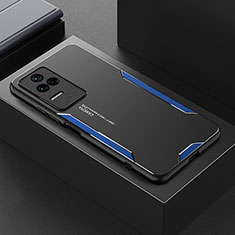 Custodia Lusso Alluminio e Silicone Laterale Cover per Xiaomi Redmi K50 5G Blu