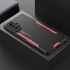 Custodia Lusso Alluminio e Silicone Laterale Cover per Xiaomi Redmi K50 Gaming 5G Rosso