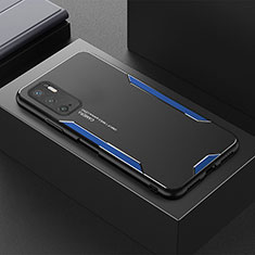 Custodia Lusso Alluminio e Silicone Laterale Cover per Xiaomi Redmi Note 10 5G Blu