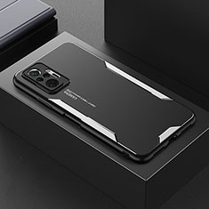 Custodia Lusso Alluminio e Silicone Laterale Cover per Xiaomi Redmi Note 10 Pro 4G Argento
