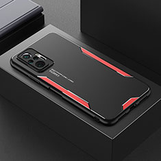 Custodia Lusso Alluminio e Silicone Laterale Cover per Xiaomi Redmi Note 10 Pro 4G Rosso