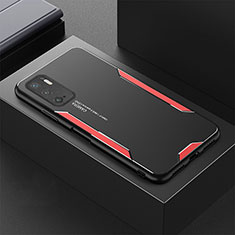 Custodia Lusso Alluminio e Silicone Laterale Cover per Xiaomi Redmi Note 10T 5G Rosso