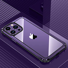 Custodia Lusso Alluminio e Silicone Laterale Cover QC1 per Apple iPhone 13 Pro Max Viola