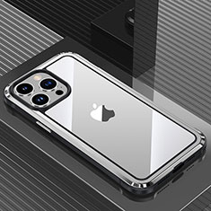 Custodia Lusso Alluminio e Silicone Laterale Cover QC1 per Apple iPhone 14 Pro Argento