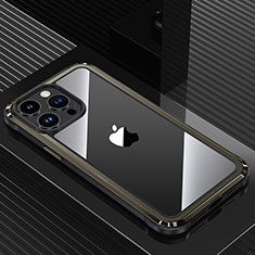 Custodia Lusso Alluminio e Silicone Laterale Cover QC1 per Apple iPhone 14 Pro Nero