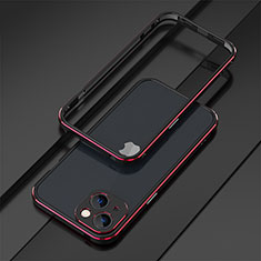Custodia Lusso Alluminio Laterale Cover A01 per Apple iPhone 13 Rosso e Nero