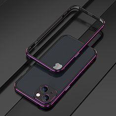 Custodia Lusso Alluminio Laterale Cover A01 per Apple iPhone 14 Plus Viola
