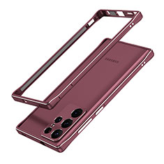 Custodia Lusso Alluminio Laterale Cover A01 per Samsung Galaxy S23 Ultra 5G Rosso Rosa
