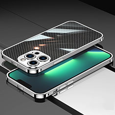 Custodia Lusso Alluminio Laterale Cover A02 per Apple iPhone 13 Pro Argento