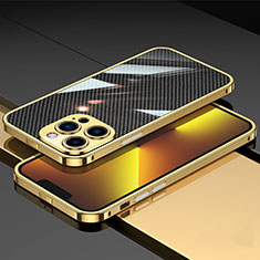 Custodia Lusso Alluminio Laterale Cover A02 per Apple iPhone 13 Pro Oro