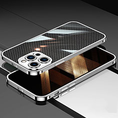 Custodia Lusso Alluminio Laterale Cover A02 per Apple iPhone 14 Pro Argento