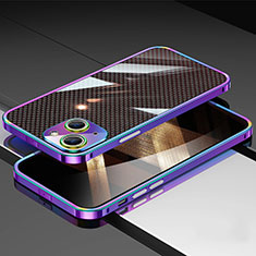 Custodia Lusso Alluminio Laterale Cover A02 per Apple iPhone 15 Plus Blu