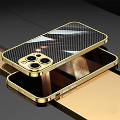 Custodia Lusso Alluminio Laterale Cover A02 per Apple iPhone 15 Pro Oro