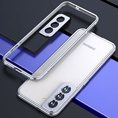 Custodia Lusso Alluminio Laterale Cover A02 per Samsung Galaxy S21 5G Argento