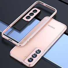 Custodia Lusso Alluminio Laterale Cover A02 per Samsung Galaxy S22 Plus 5G Oro Rosa