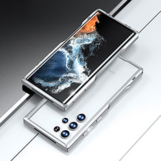 Custodia Lusso Alluminio Laterale Cover A02 per Samsung Galaxy S22 Ultra 5G Argento