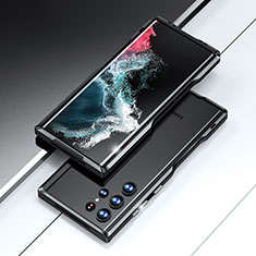 Custodia Lusso Alluminio Laterale Cover A02 per Samsung Galaxy S22 Ultra 5G Nero