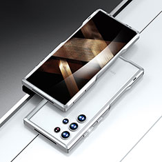 Custodia Lusso Alluminio Laterale Cover A02 per Samsung Galaxy S24 Ultra 5G Argento