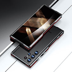 Custodia Lusso Alluminio Laterale Cover A02 per Samsung Galaxy S24 Ultra 5G Rosso e Nero
