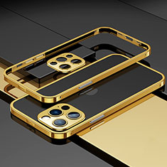 Custodia Lusso Alluminio Laterale Cover A03 per Apple iPhone 14 Pro Max Oro