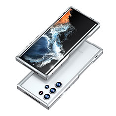Custodia Lusso Alluminio Laterale Cover A03 per Samsung Galaxy S23 Ultra 5G Argento