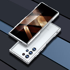 Custodia Lusso Alluminio Laterale Cover A03 per Samsung Galaxy S24 Ultra 5G Argento