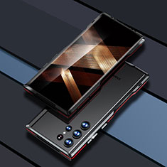 Custodia Lusso Alluminio Laterale Cover A03 per Samsung Galaxy S24 Ultra 5G Rosso e Nero