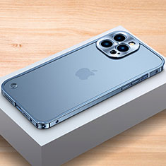 Custodia Lusso Alluminio Laterale Cover A04 per Apple iPhone 15 Pro Blu