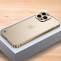 Custodia Lusso Alluminio Laterale Cover A04 per Apple iPhone 15 Pro Oro