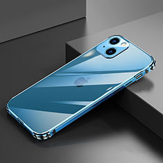 Custodia Lusso Alluminio Laterale Cover A06 per Apple iPhone 13 Mini Blu