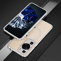 Custodia Lusso Alluminio Laterale Cover con Mag-Safe Magnetic per Huawei P60 Argento