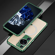 Custodia Lusso Alluminio Laterale Cover con Mag-Safe Magnetic per Huawei P60 Pro Verde
