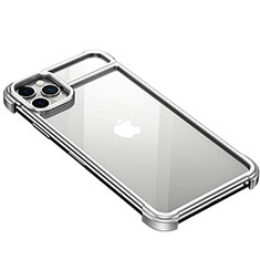 Custodia Lusso Alluminio Laterale Cover F01 per Apple iPhone 11 Pro Max Argento