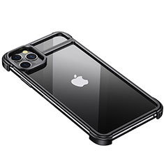 Custodia Lusso Alluminio Laterale Cover F01 per Apple iPhone 11 Pro Max Nero