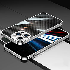 Custodia Lusso Alluminio Laterale Cover JL1 per Apple iPhone 14 Pro Max Argento
