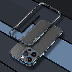 Custodia Lusso Alluminio Laterale Cover JZ1 per Apple iPhone 13 Pro Max Blu e Nero