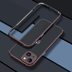 Custodia Lusso Alluminio Laterale Cover JZ1 per Apple iPhone 14 Plus Rosso e Nero