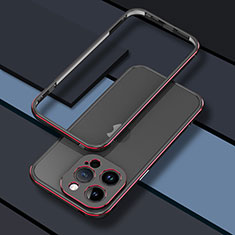 Custodia Lusso Alluminio Laterale Cover JZ1 per Apple iPhone 15 Pro Max Rosso e Nero