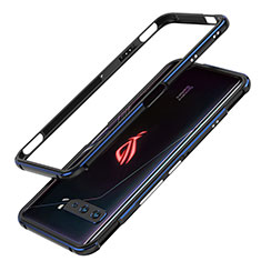 Custodia Lusso Alluminio Laterale Cover JZ1 per Asus ROG Phone 3 Blu e Nero