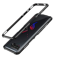 Custodia Lusso Alluminio Laterale Cover JZ1 per Asus ROG Phone 5s Argento e Nero