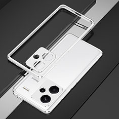 Custodia Lusso Alluminio Laterale Cover JZ1 per Xiaomi Redmi Note 13 Pro+ Plus 5G Argento