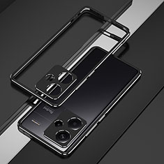 Custodia Lusso Alluminio Laterale Cover JZ1 per Xiaomi Redmi Note 13 Pro+ Plus 5G Argento e Nero