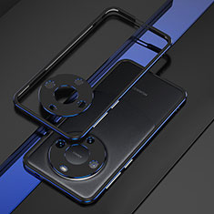 Custodia Lusso Alluminio Laterale Cover JZ4 per Huawei Mate 60 Blu e Nero