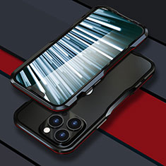 Custodia Lusso Alluminio Laterale Cover LF1 per Apple iPhone 13 Pro Max Rosso e Nero