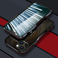 Custodia Lusso Alluminio Laterale Cover LF1 per Apple iPhone 13 Rosso e Nero