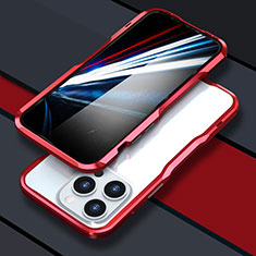 Custodia Lusso Alluminio Laterale Cover LF1 per Apple iPhone 14 Pro Max Rosso