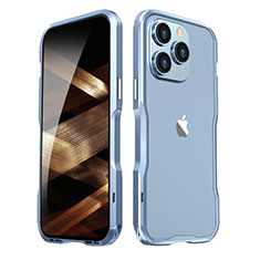 Custodia Lusso Alluminio Laterale Cover LF2 per Apple iPhone 14 Pro Blu
